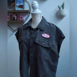 Custom Barbie Corduroy Sleeveless Button-Down